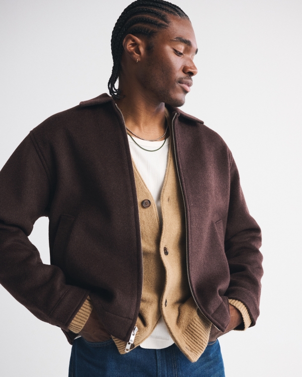 Men's Wool-Blend Zip Jacket | Men's Clearance | Abercrombie.com