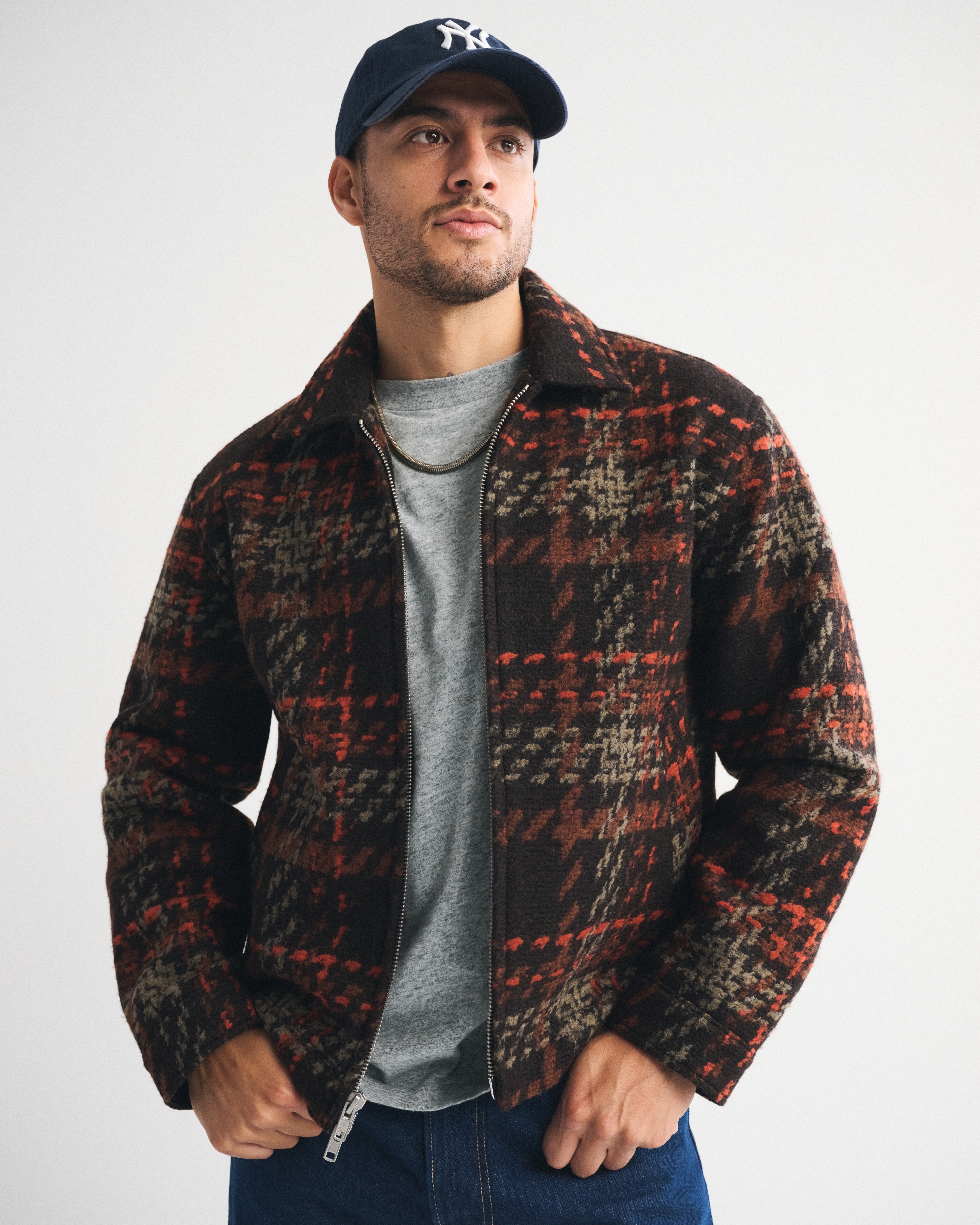 Abercrombie & Fitch Wool-blend Zip Jacket In Black