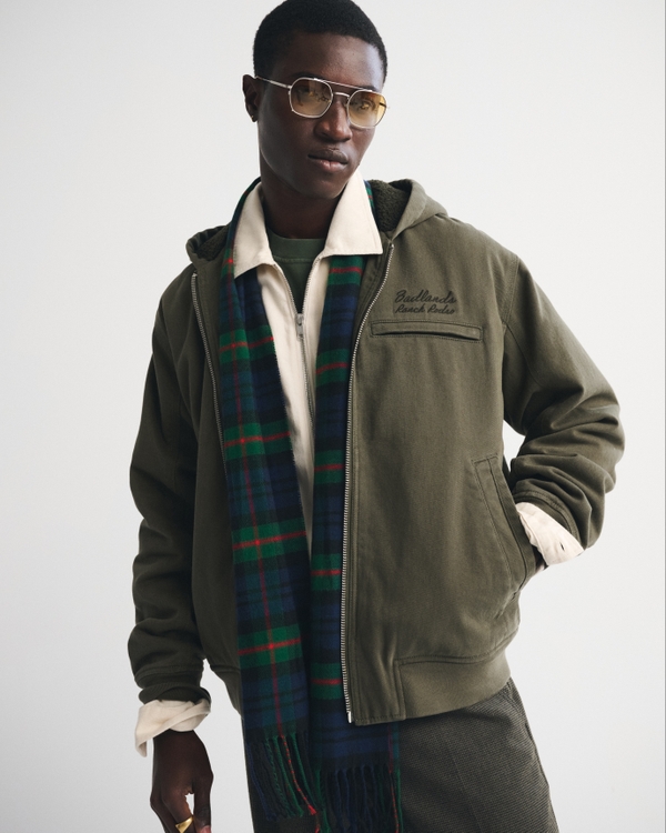 Hooded Workwear Bomber Jacket, Grape Leaf view 1