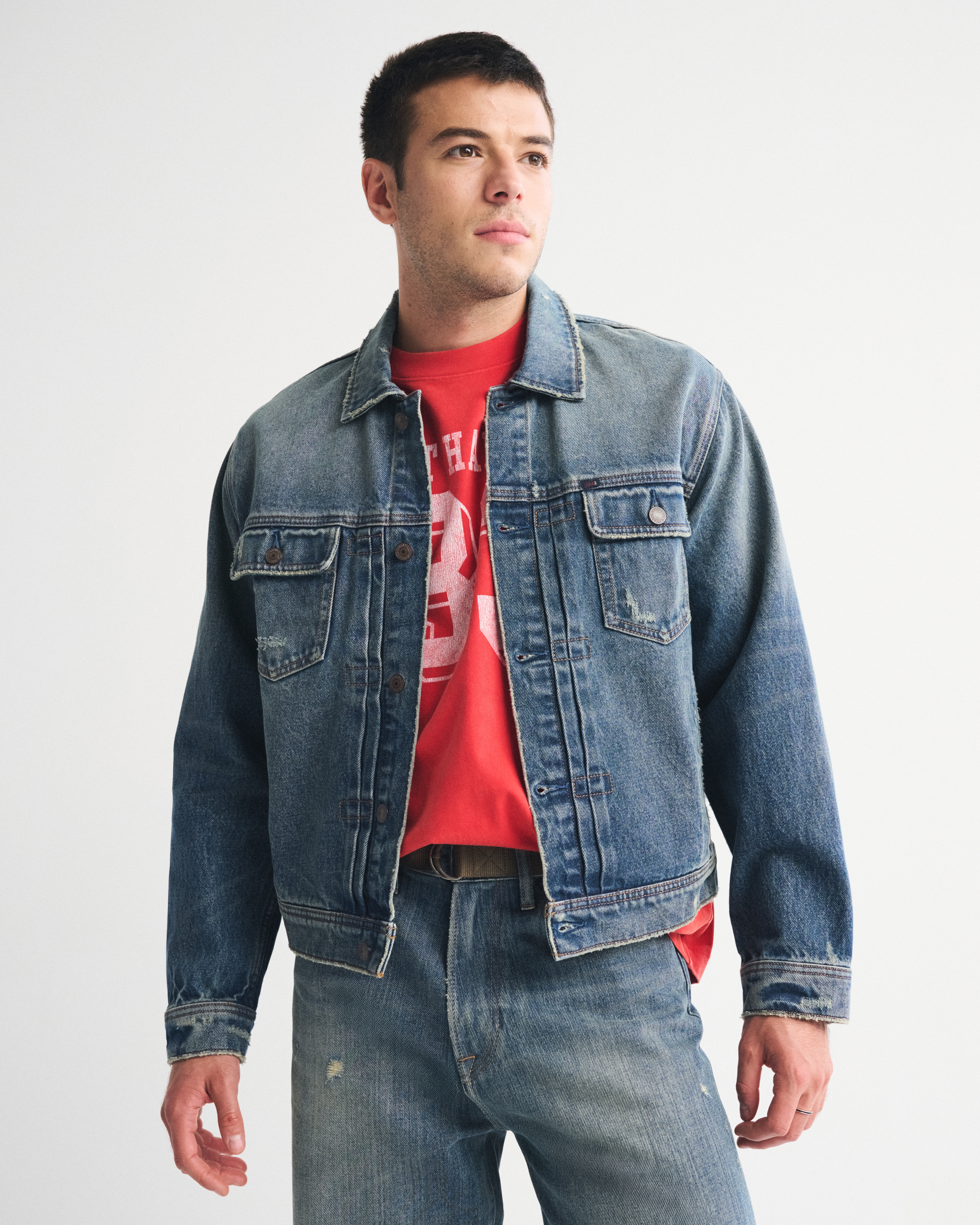 Abercrombie & Fitch Denim Trucker Jacket In Blue