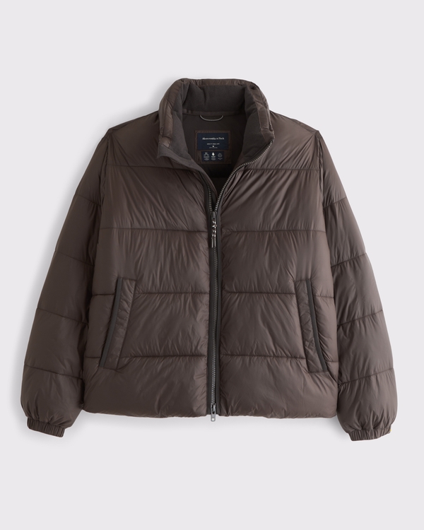 A&F AirCloud Mockneck Puffer, Dark Brown view 1