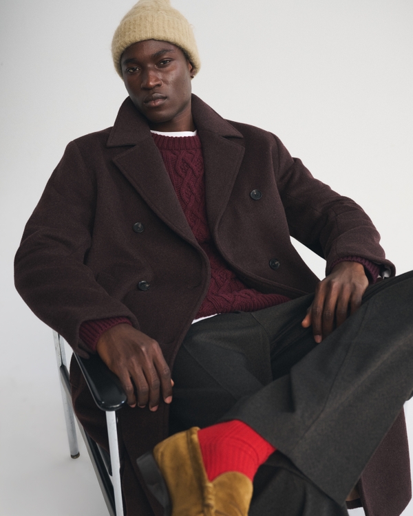 Men's Wool-Blend Double-Breasted Coat | Men's Coats & Jackets