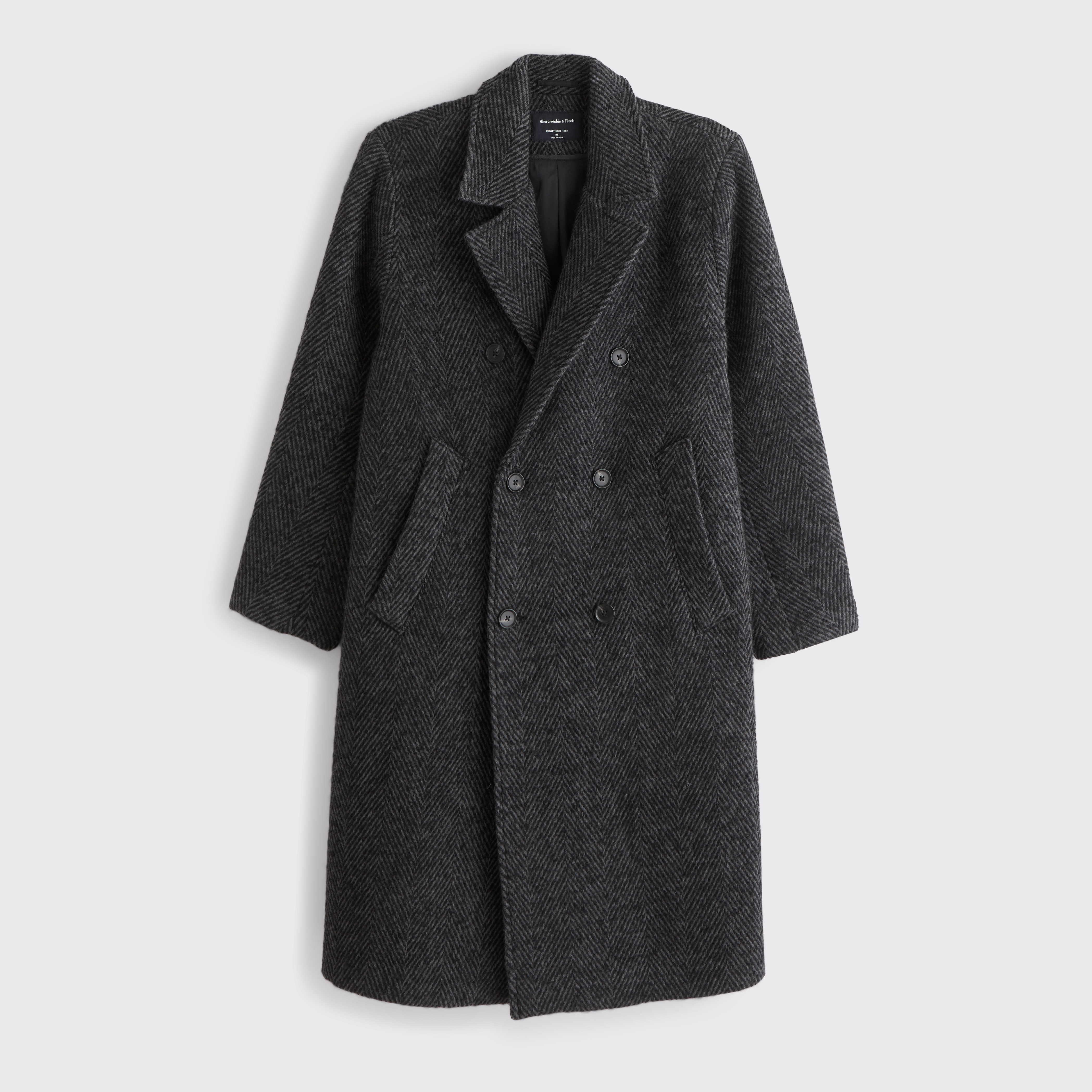 Abercrombie & Fitch Wool-blend Double-breasted Coat In Gray