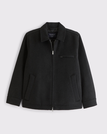 Wool-Blend Mid-Length Zip Jacket