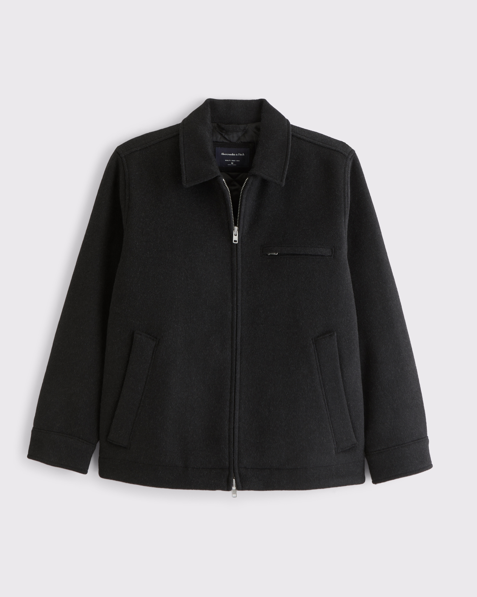 Wool-Blend Mid-Length Zip Jacket