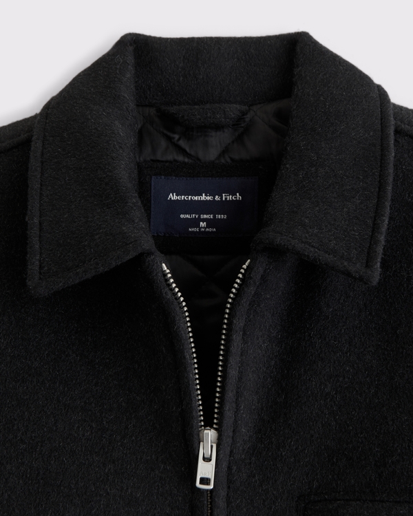 Wool-Blend Mid-Length Zip Jacket