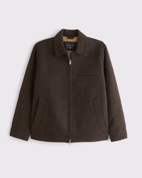 Wool-Blend Mid-Length Zip Jacket