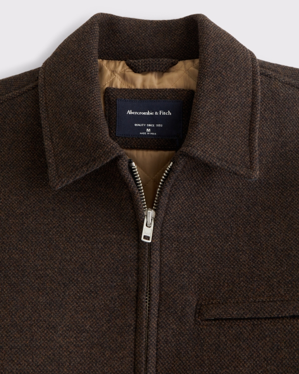 Wool-Blend Mid-Length Zip Jacket