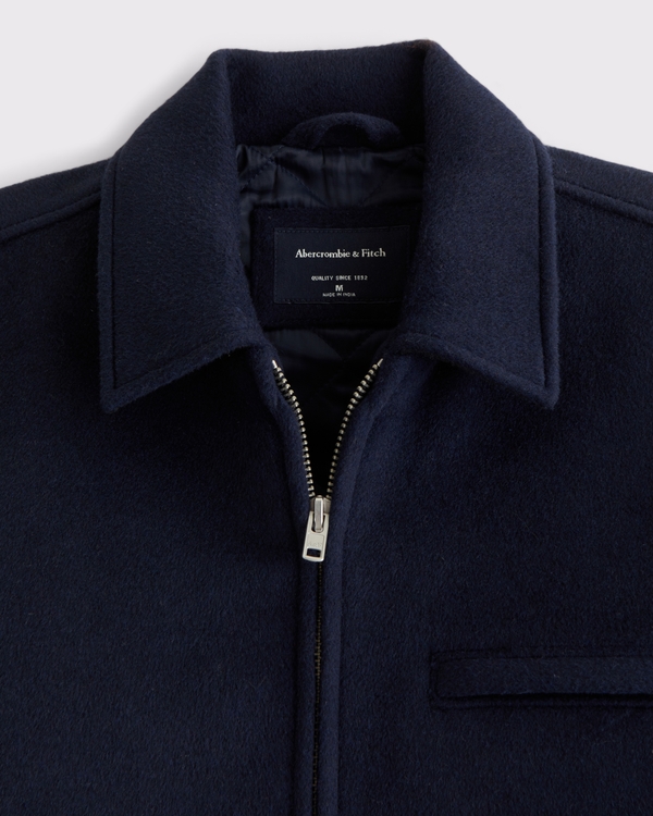 Wool-Blend Mid-Length Zip Jacket