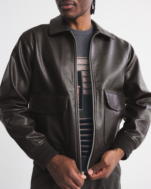 Vegan Leather Aviator Jacket