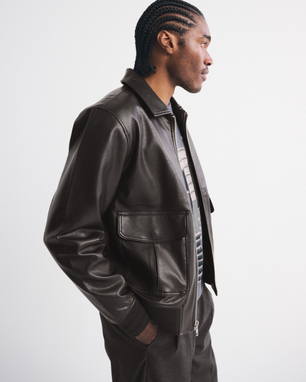 Vegan Leather Aviator Jacket