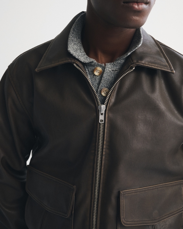 Vegan Leather Aviator Jacket