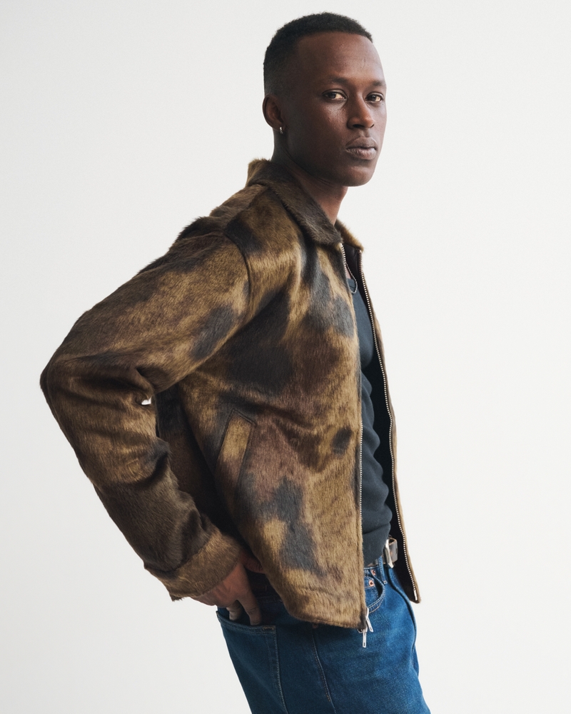 Men's Vegan Pony Hair Zip Trucker Jacket | Men's Coats & Jackets