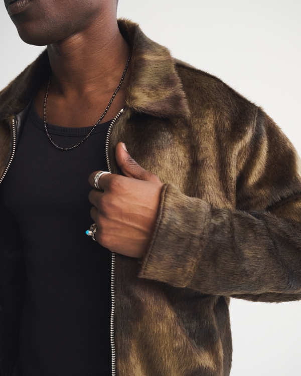 Vegan Pony Hair Zip Trucker Jacket