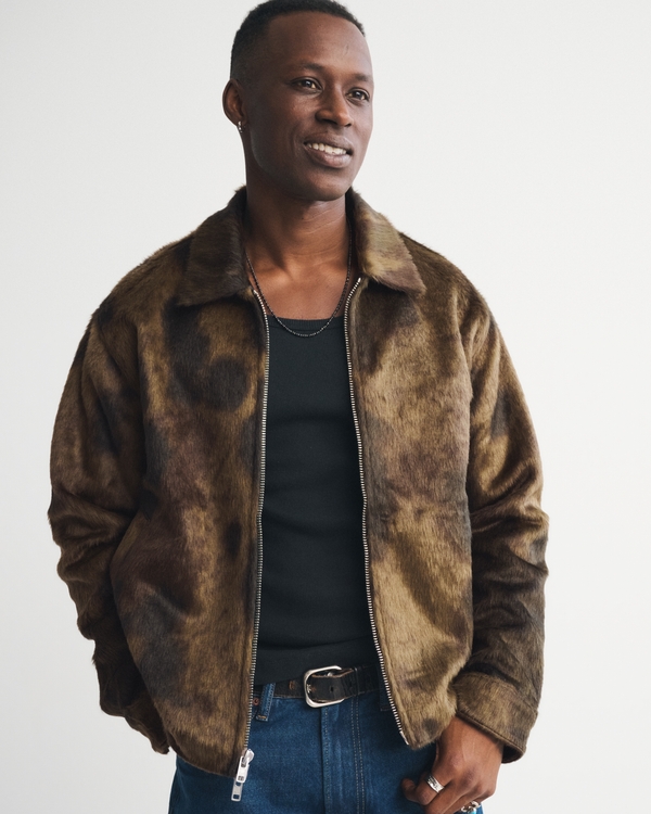 Men's Vegan Pony Hair Zip Trucker Jacket | Men's Coats & Jackets