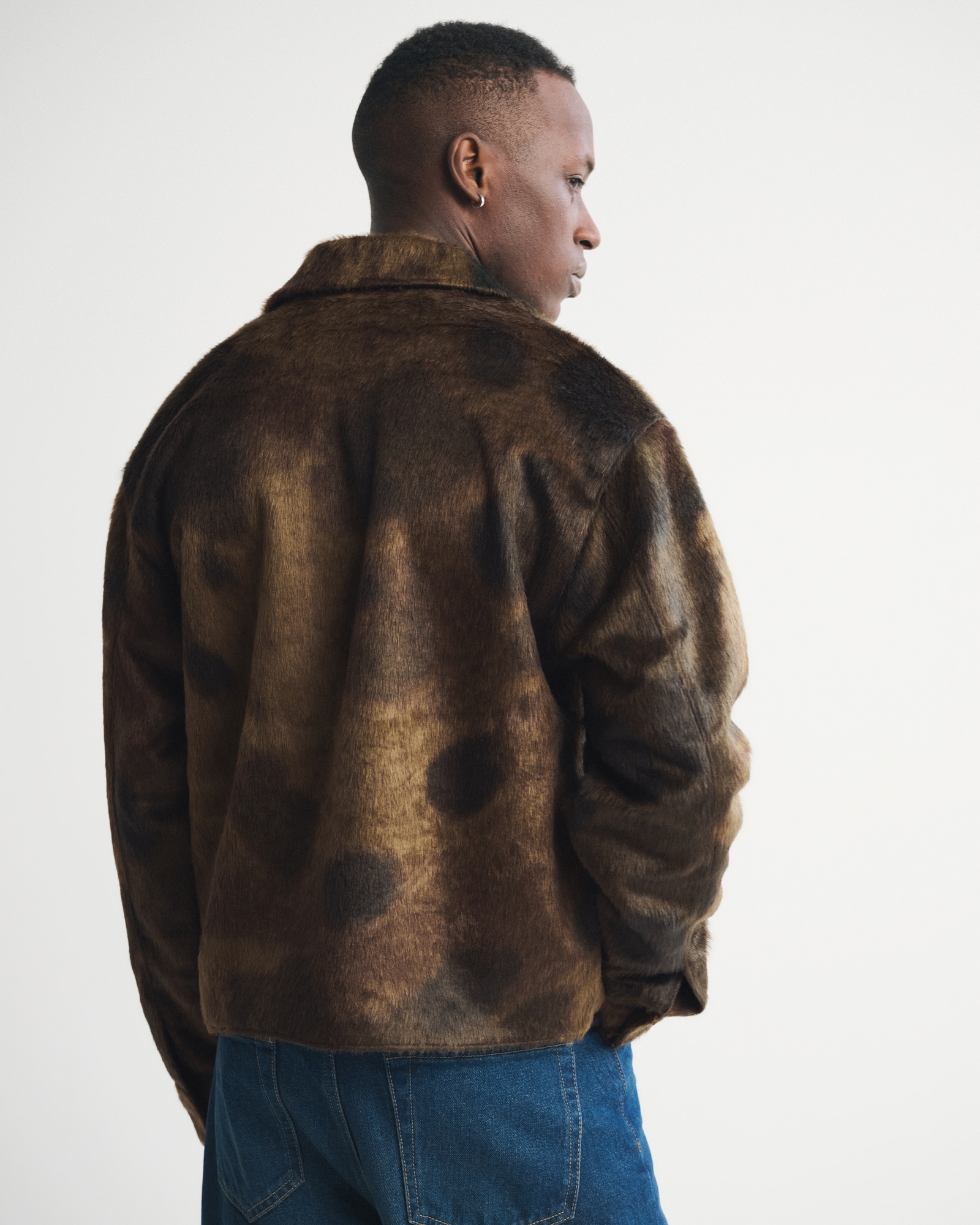 Vegan Pony Hair Zip Trucker Jacket