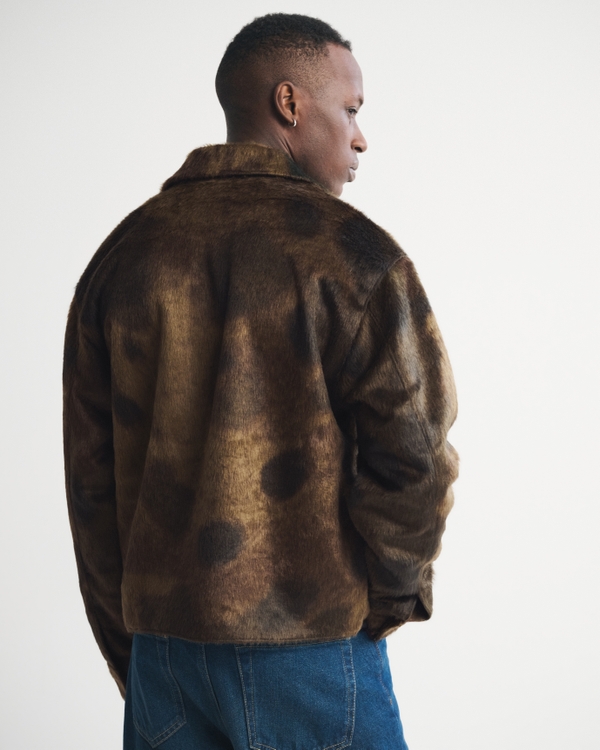 Vegan Pony Hair Zip Trucker Jacket