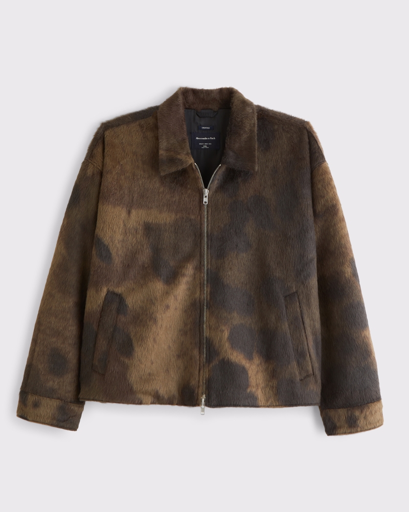 Men's Vegan Pony Hair Zip Trucker Jacket | Men's Clearance