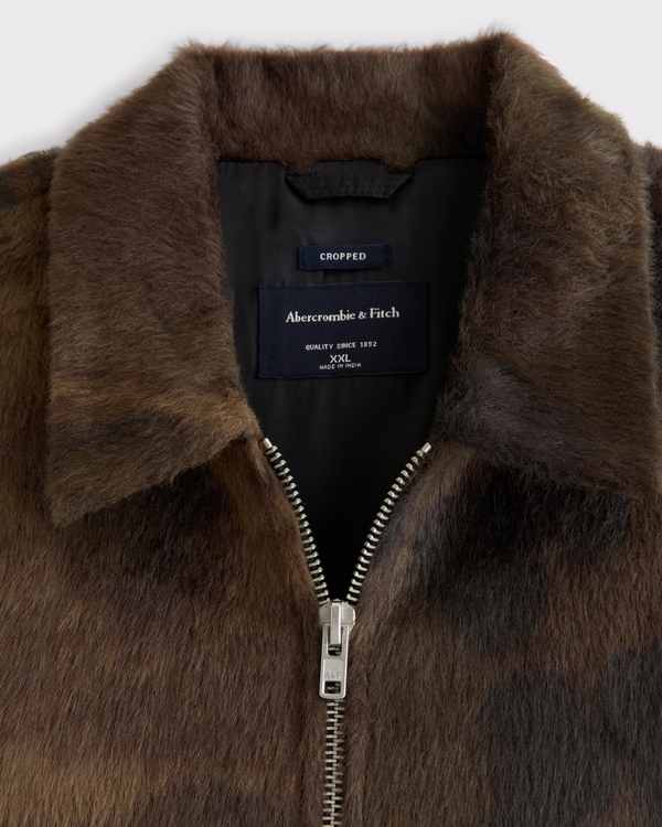 Vegan Pony Hair Zip Trucker Jacket