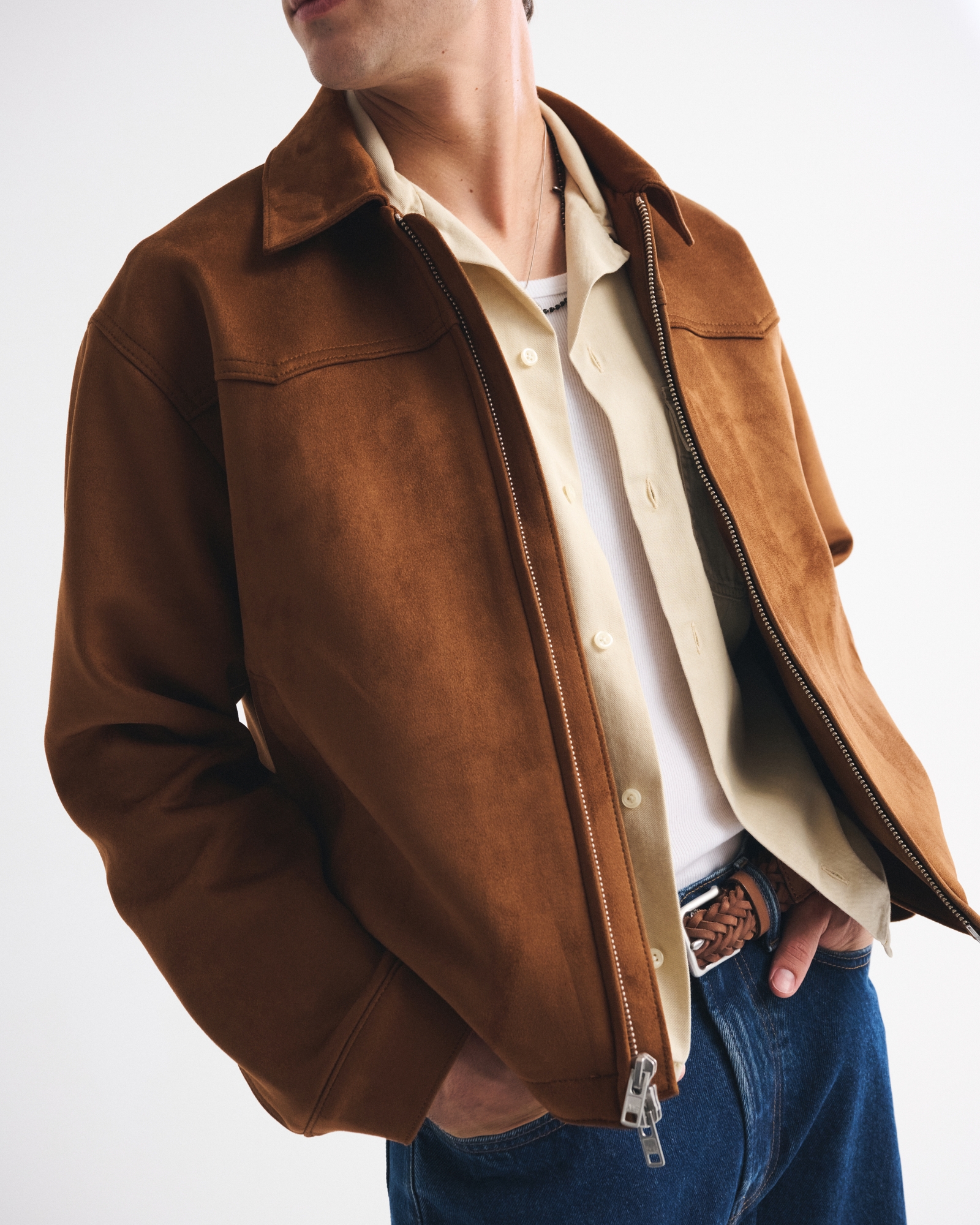 Vegan Suede Easy Zip Jacket