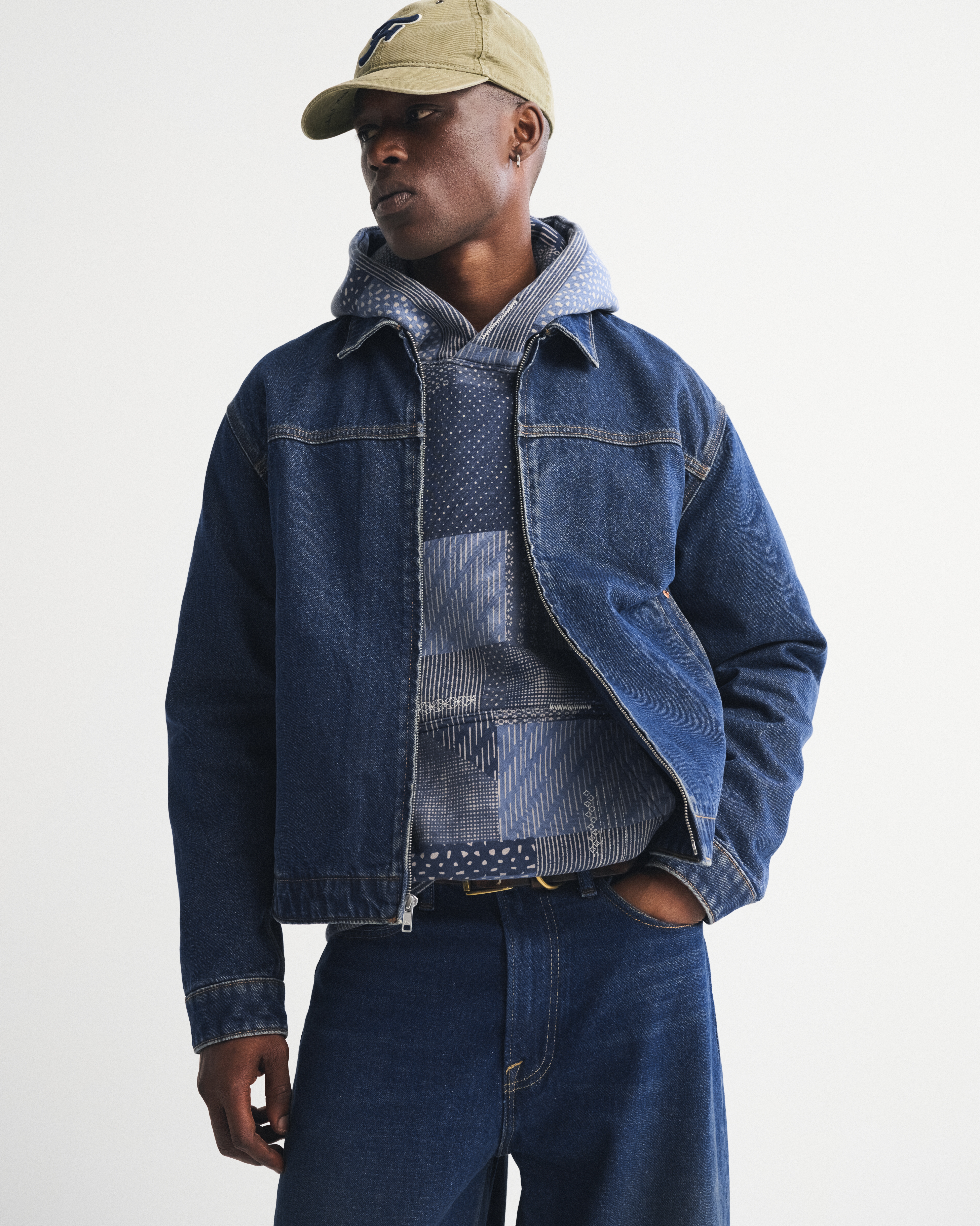 Abercrombie & Fitch Easy Denim Zip Jacket In Blue