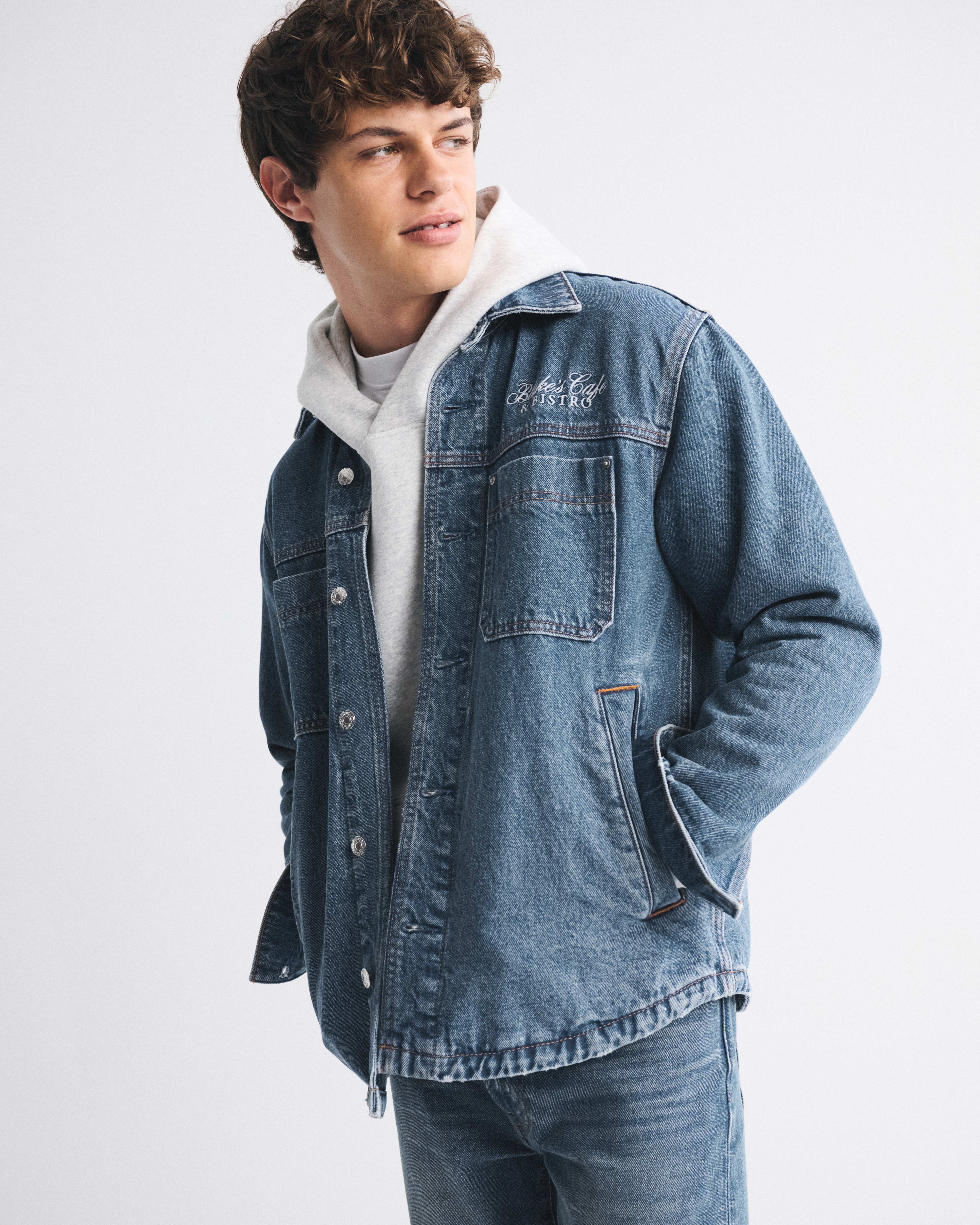 Abercrombie & Fitch Denim Shirt Jacket In Blue