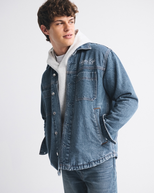Denim Shirt Jacket, Dark Wash view 1