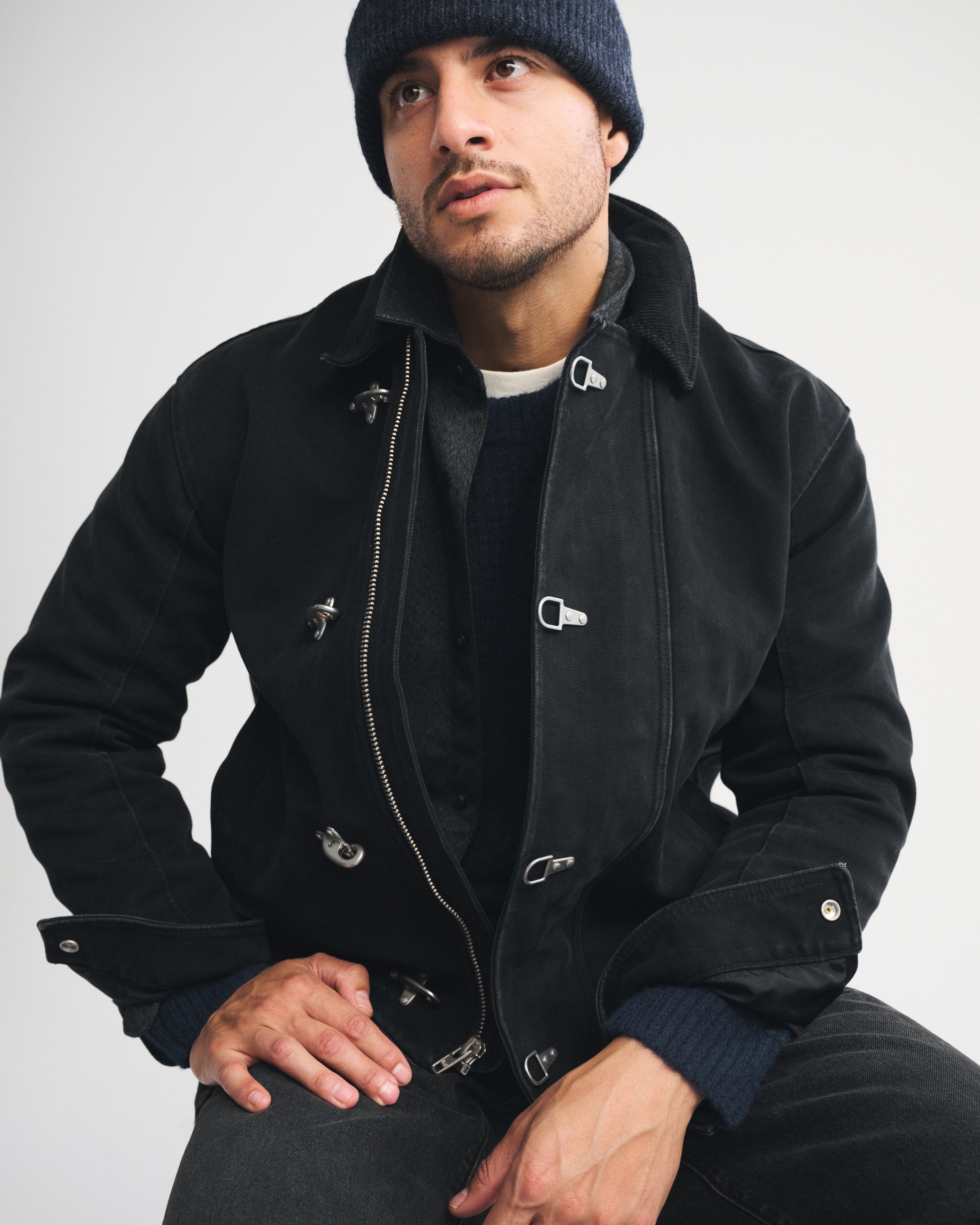 Abercrombie & Fitch Fireman Clasp Workwear Jacket In Black