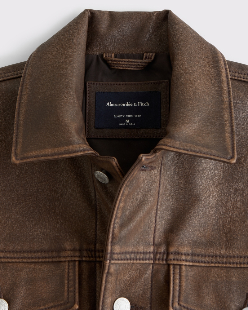 Men's Vegan Leather Trucker Jacket | Men's Clearance | Abercrombie.com