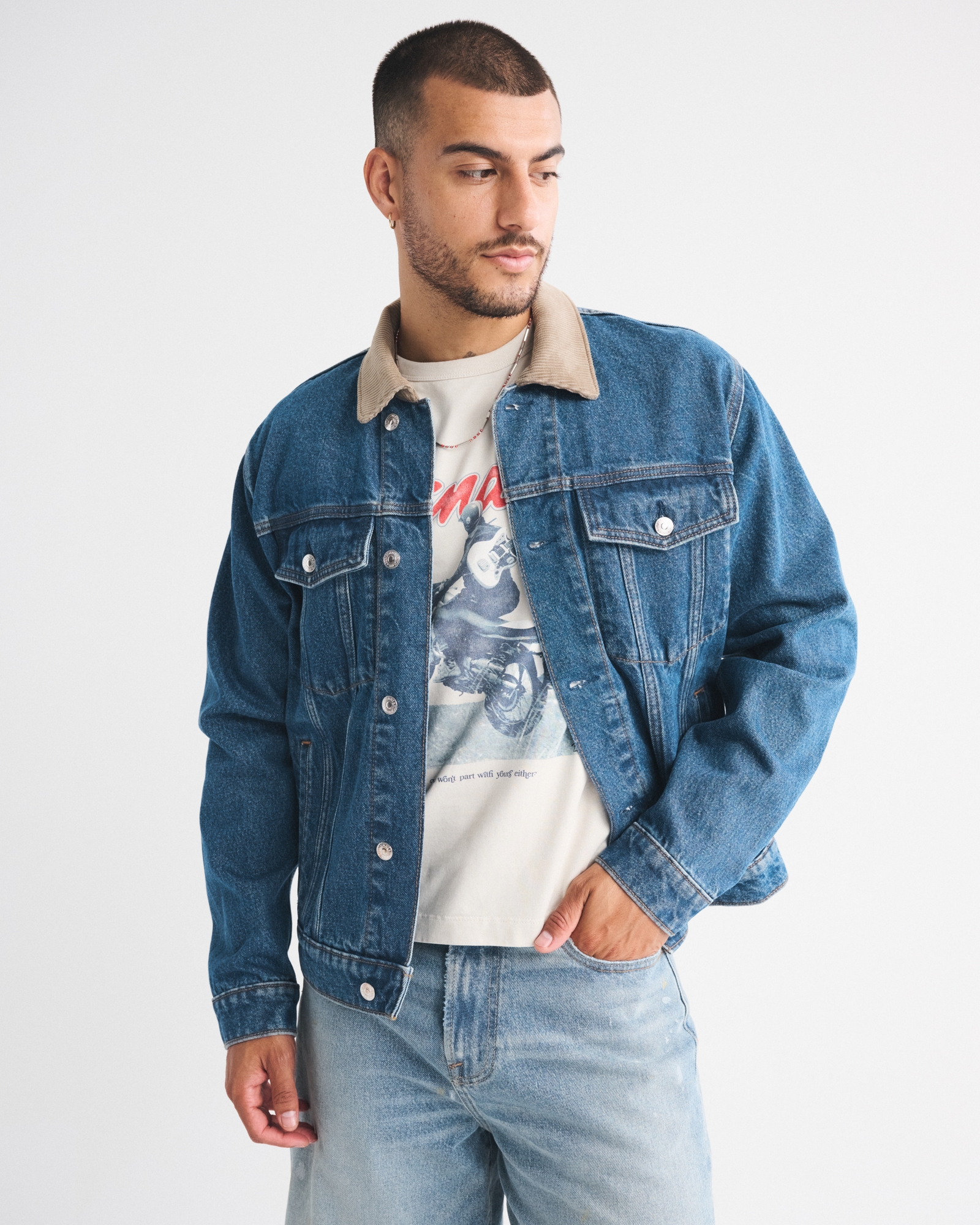 Cropped Denim Trucker Jacket