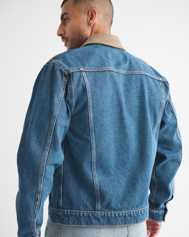 Men's Cropped Denim Trucker Jacket | Men's Clearance | Abercrombie.com
