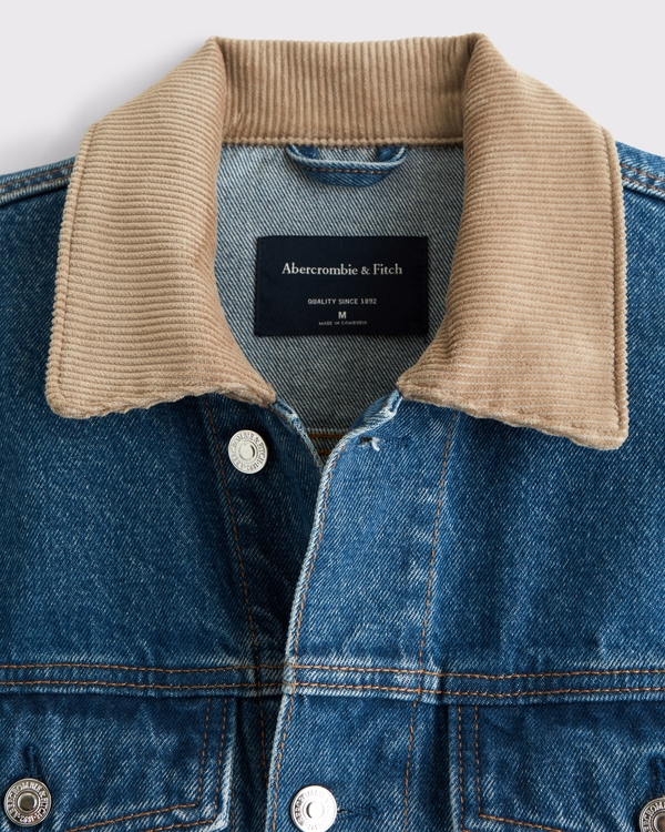 Men's Cropped Denim Trucker Jacket | Men's Clearance | Abercrombie.com