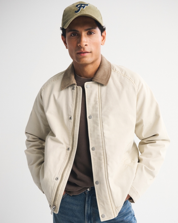 Zip Deck Jacket, Oatmeal view 1