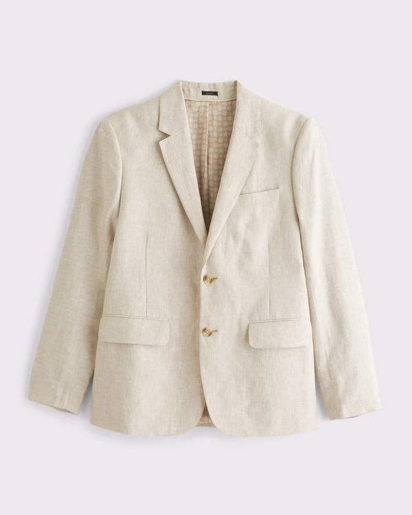 The A&F Collins Slim Linen Blazer, Light Beige view 1