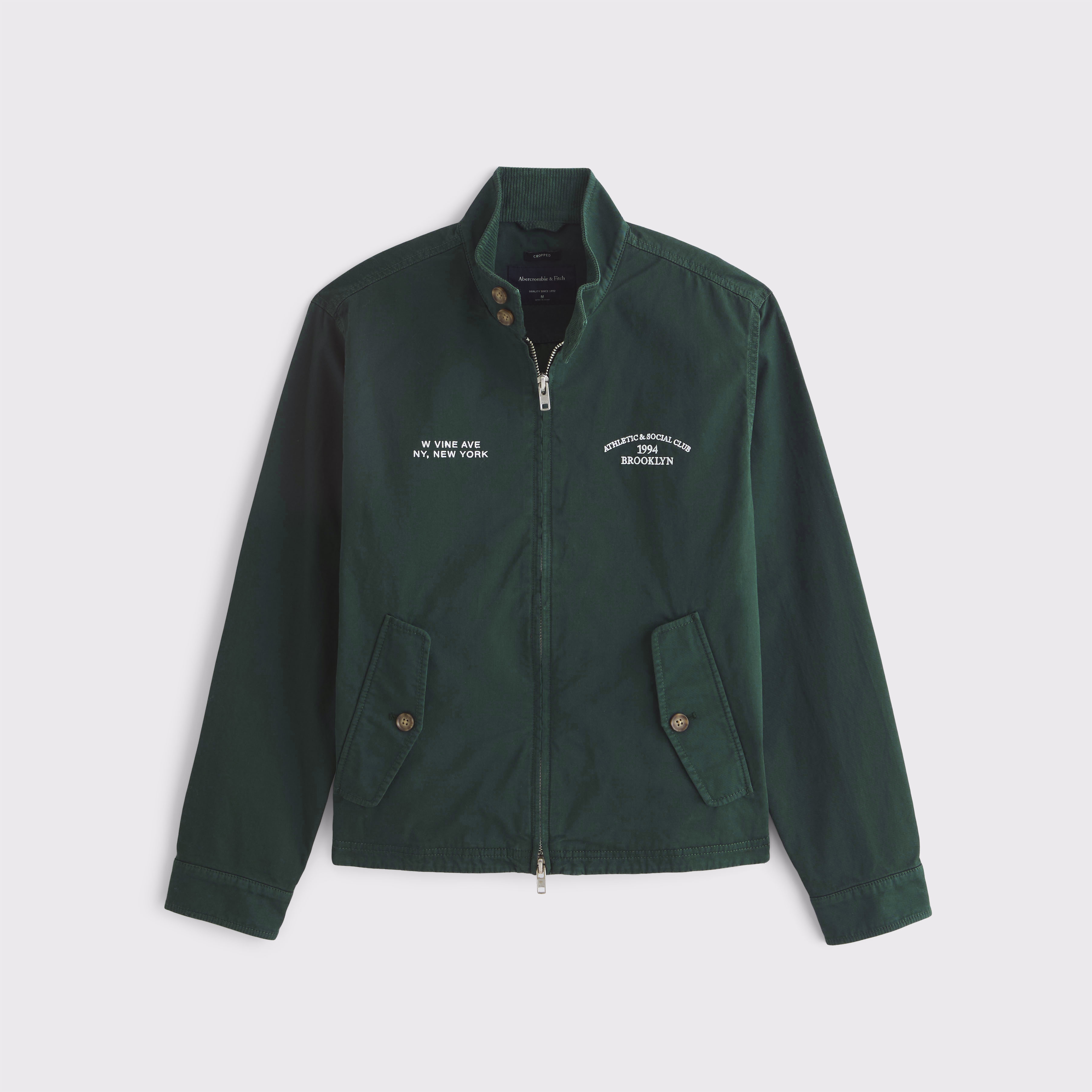 ジャケット・アウター Abercro&Fitch Men's Lightweight Cropped Easy Zip Jacket | Men's Clearance