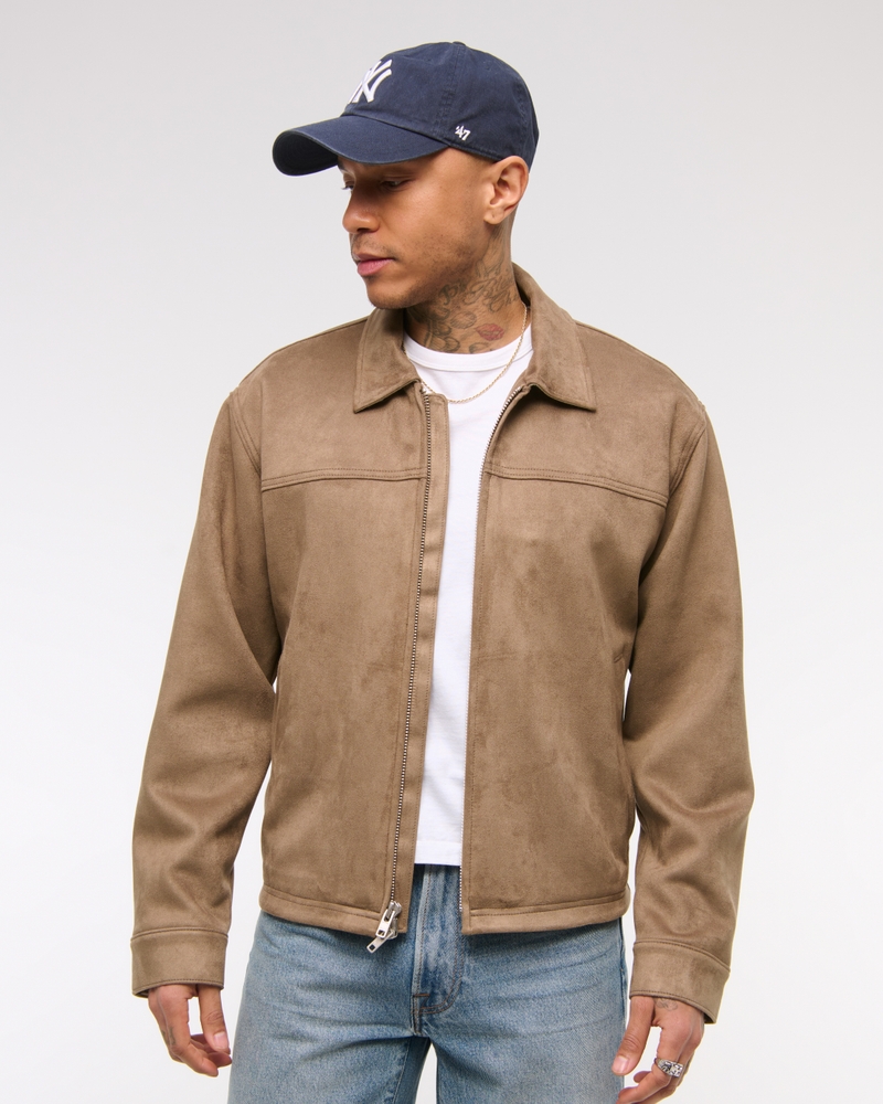 Vegan Suede Mens Lightweight Suede Jackets Soft Suede Premium