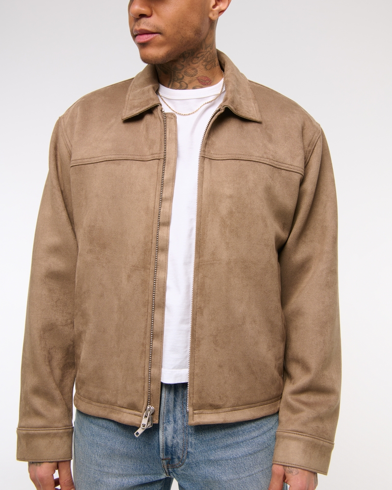 Lightweight Cropped Vegan Suede Easy Zip Jacket