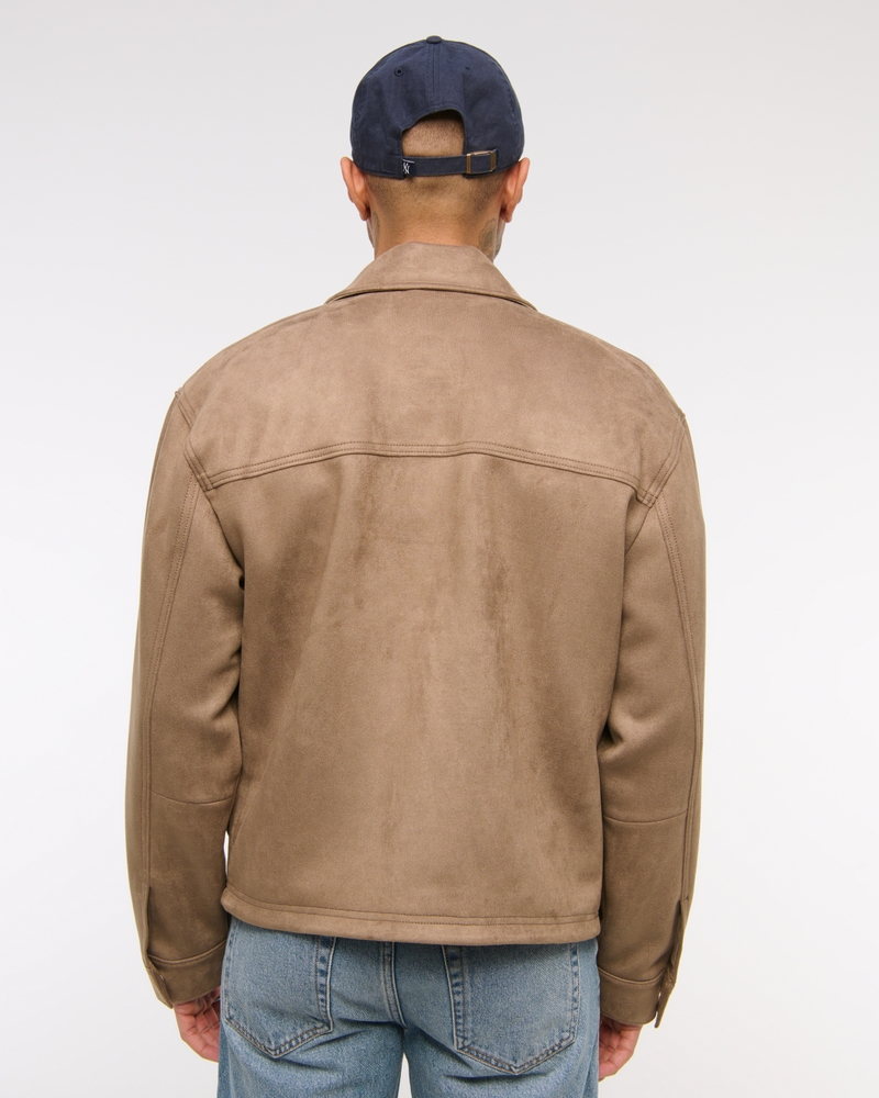 Lightweight Cropped Vegan Suede Easy Zip Jacket