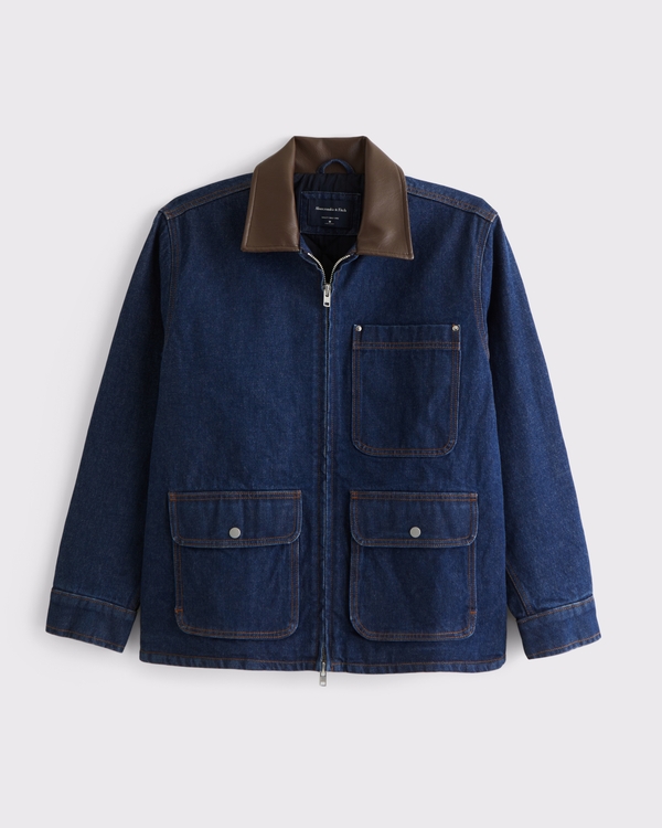 Mid-Length Zip Barn Jacket, Rinse view 1