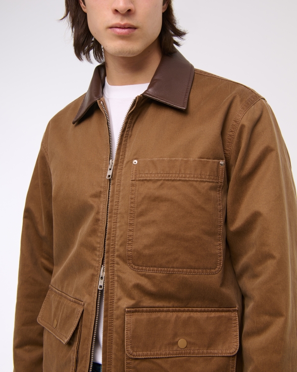 Mid-Length Zip Barn Jacket, Brown view 2
