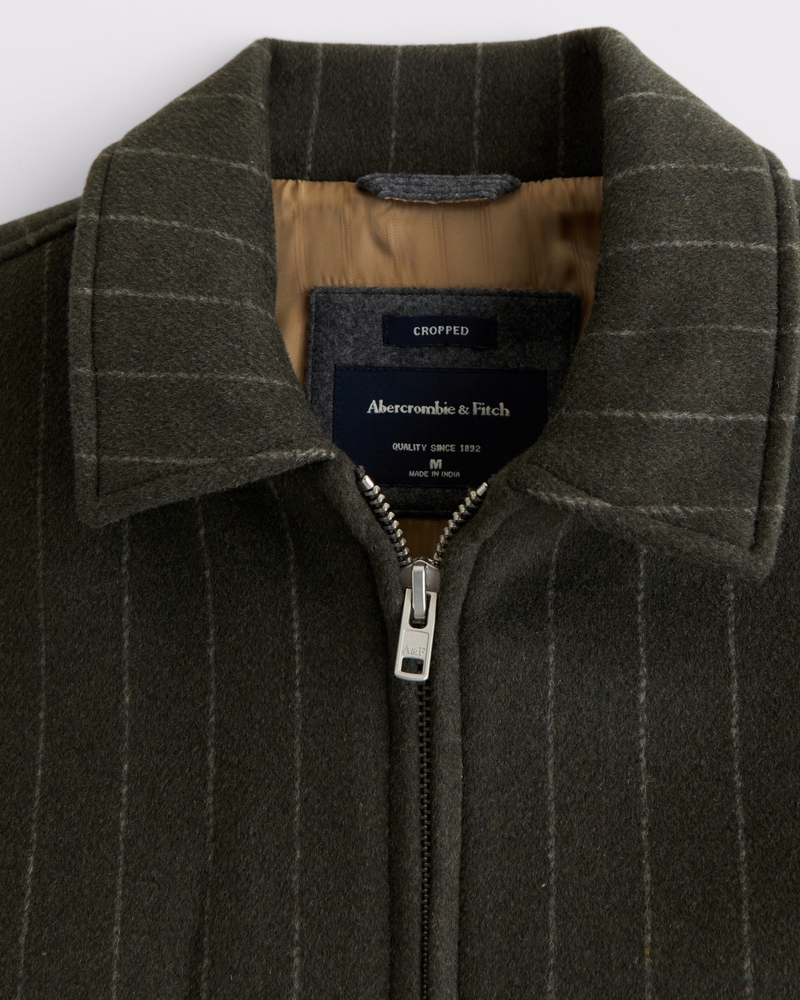 Cropped Wool-Blend Zip Jacket