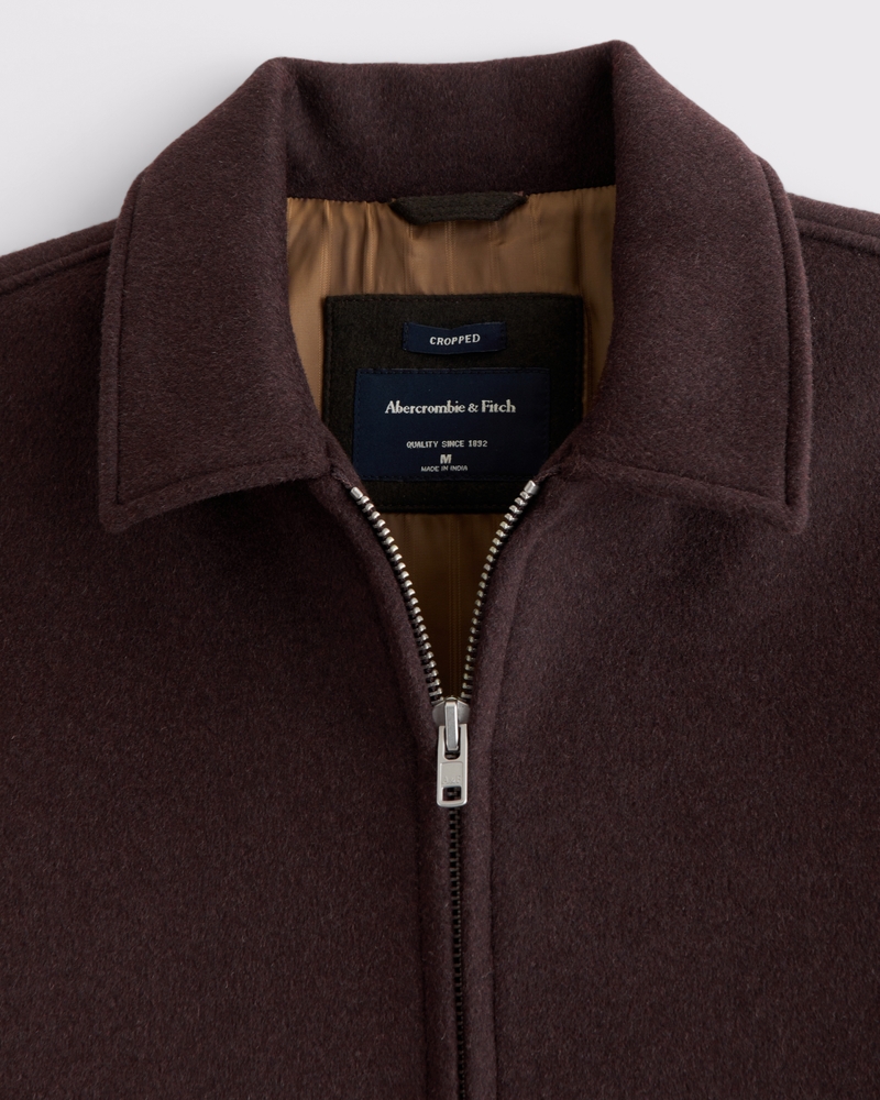 Cropped Wool-Blend Zip Jacket