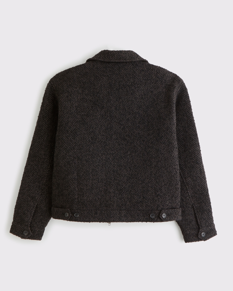 Cropped Wool-Blend Zip Jacket