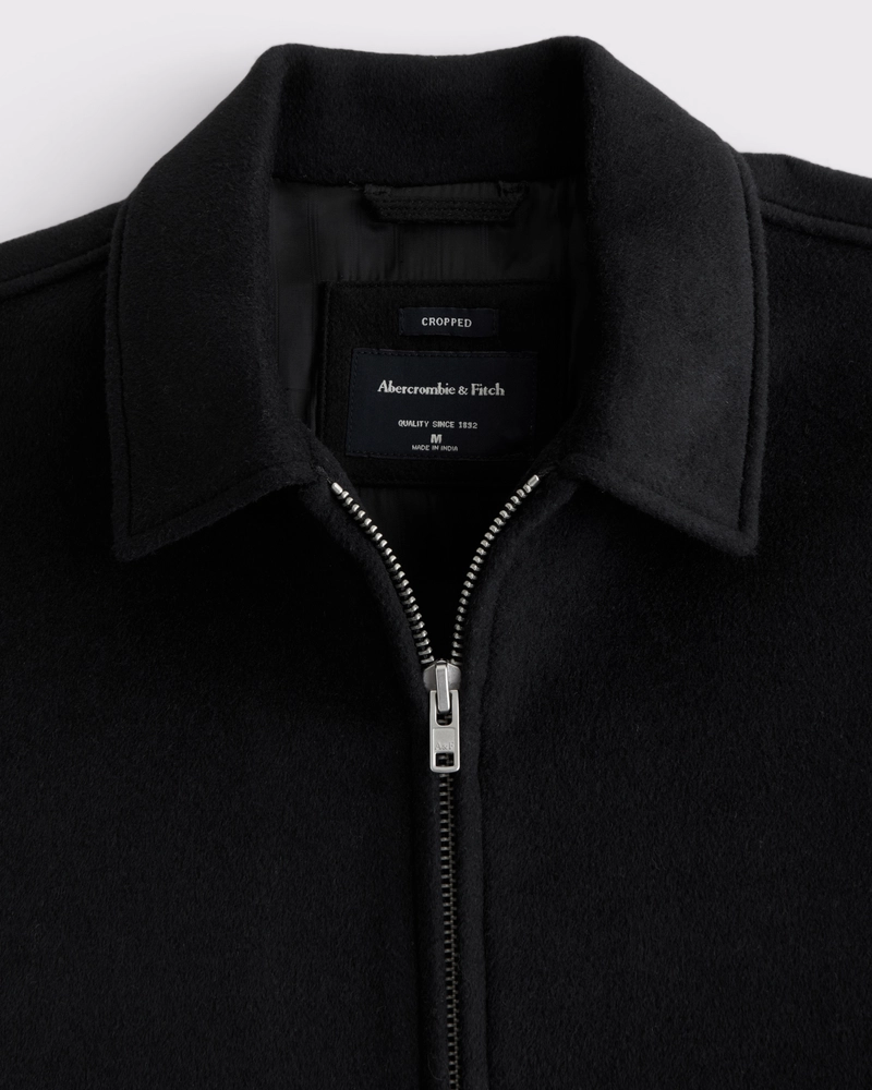 Cropped Wool-Blend Zip Jacket