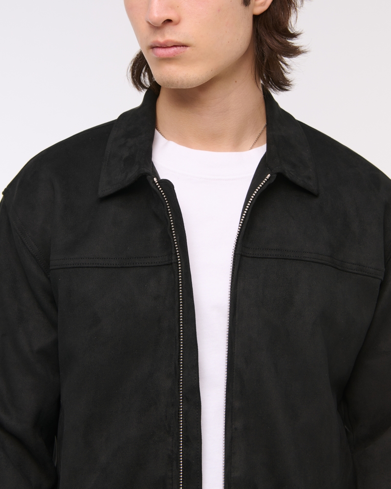 Lightweight Cropped Vegan Suede Easy Zip Jacket