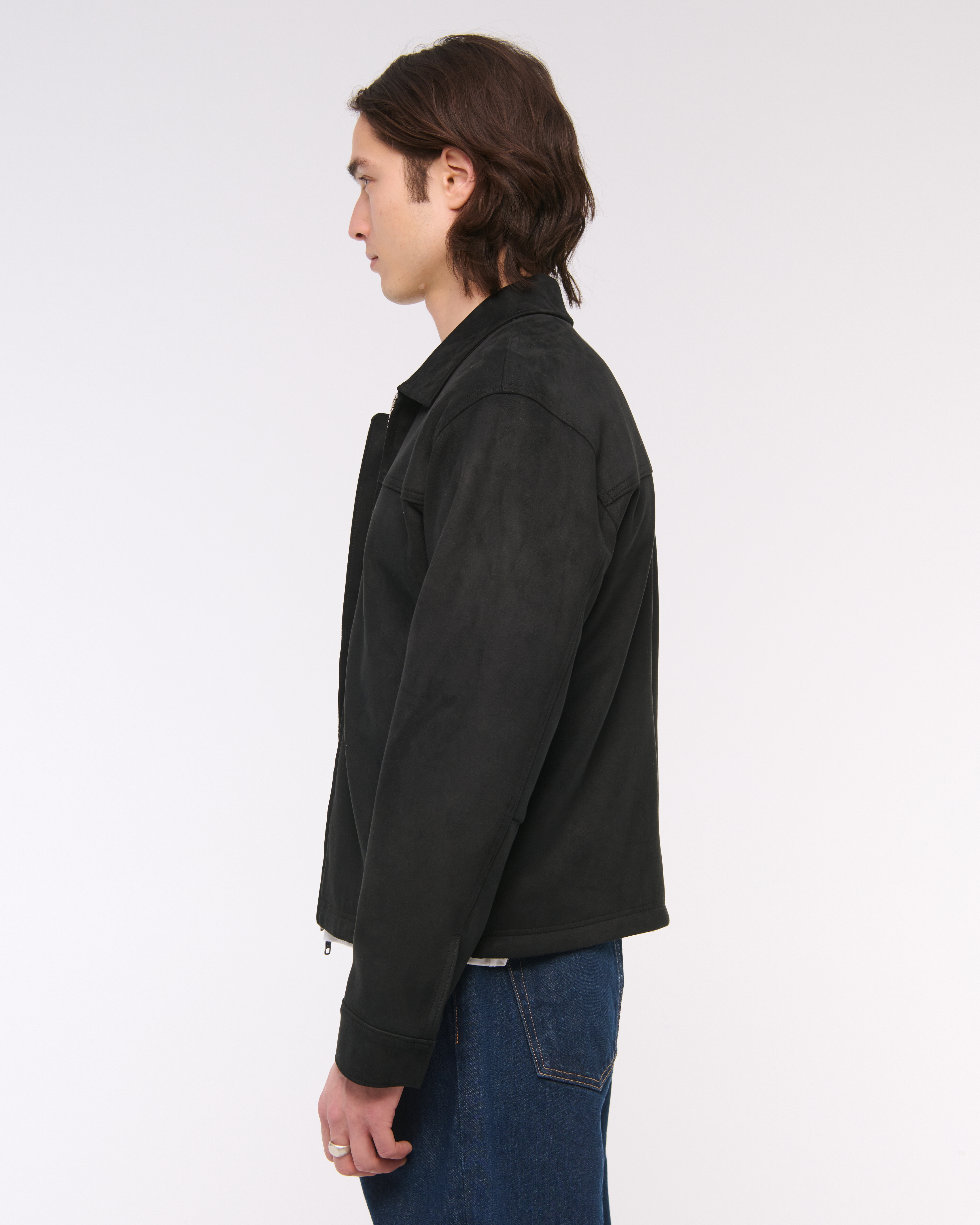 ブルゾン Vegan suede overfit minimal incision straight zip-up jacket MUSINSA | BLACK MOMENT Vegan Suede Overfit Minimal Incision