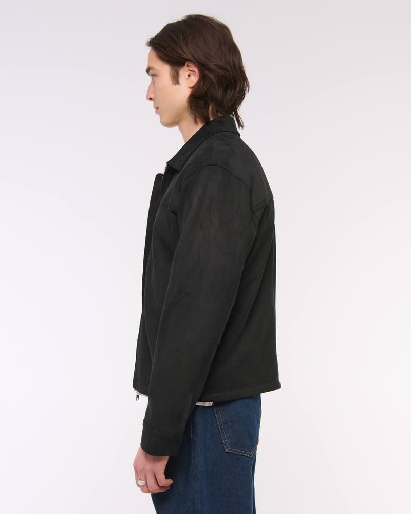 Lightweight Cropped Vegan Suede Easy Zip Jacket