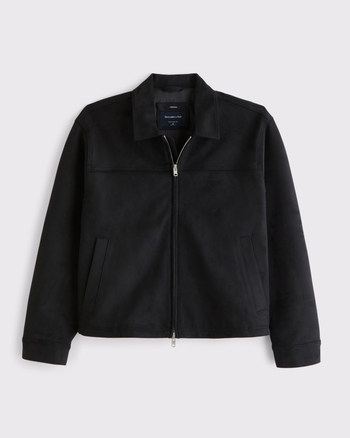 Men's Lightweight Cropped Vegan Suede Easy Zip Jacket