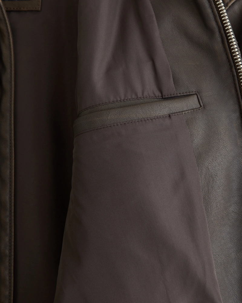 Lightweight Cropped Vegan Leather Easy Zip Jacket