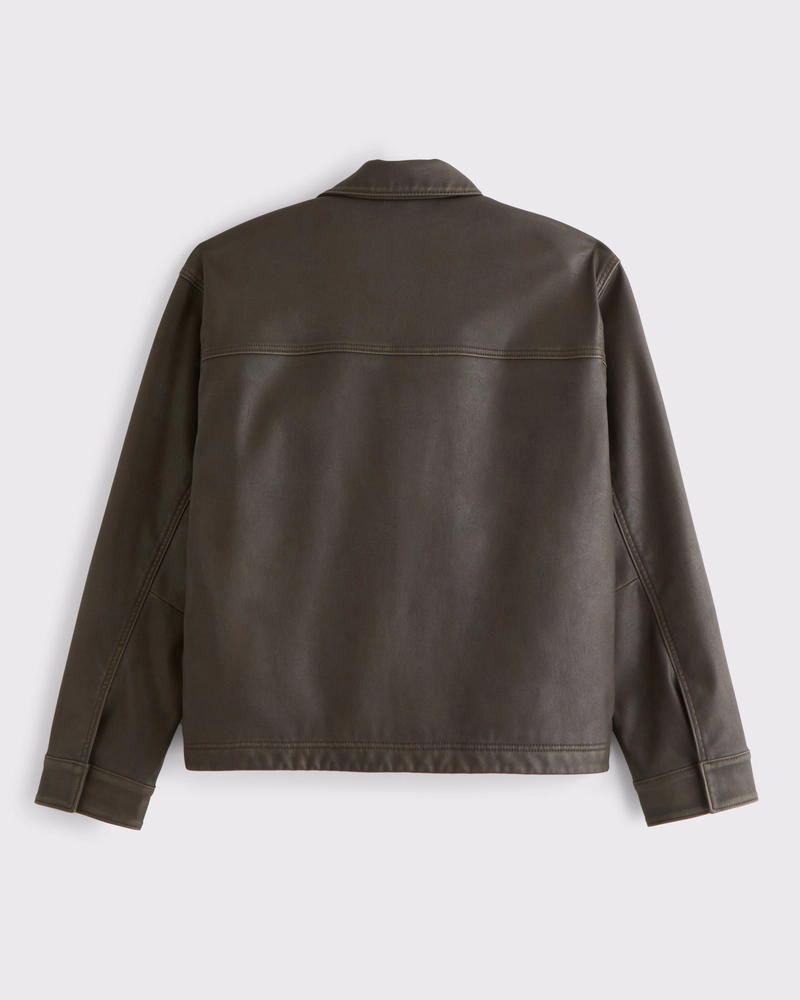 Lightweight Cropped Vegan Leather Easy Zip Jacket